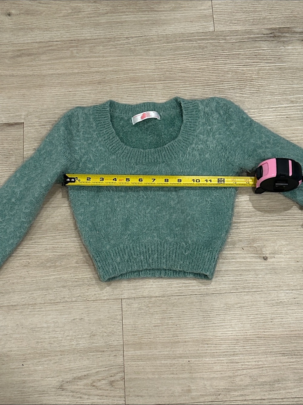 American Apparel Cali Sun & Fun Fuzzy Cropped Sweater in Seafoam Size XS - Picture 4 of 5